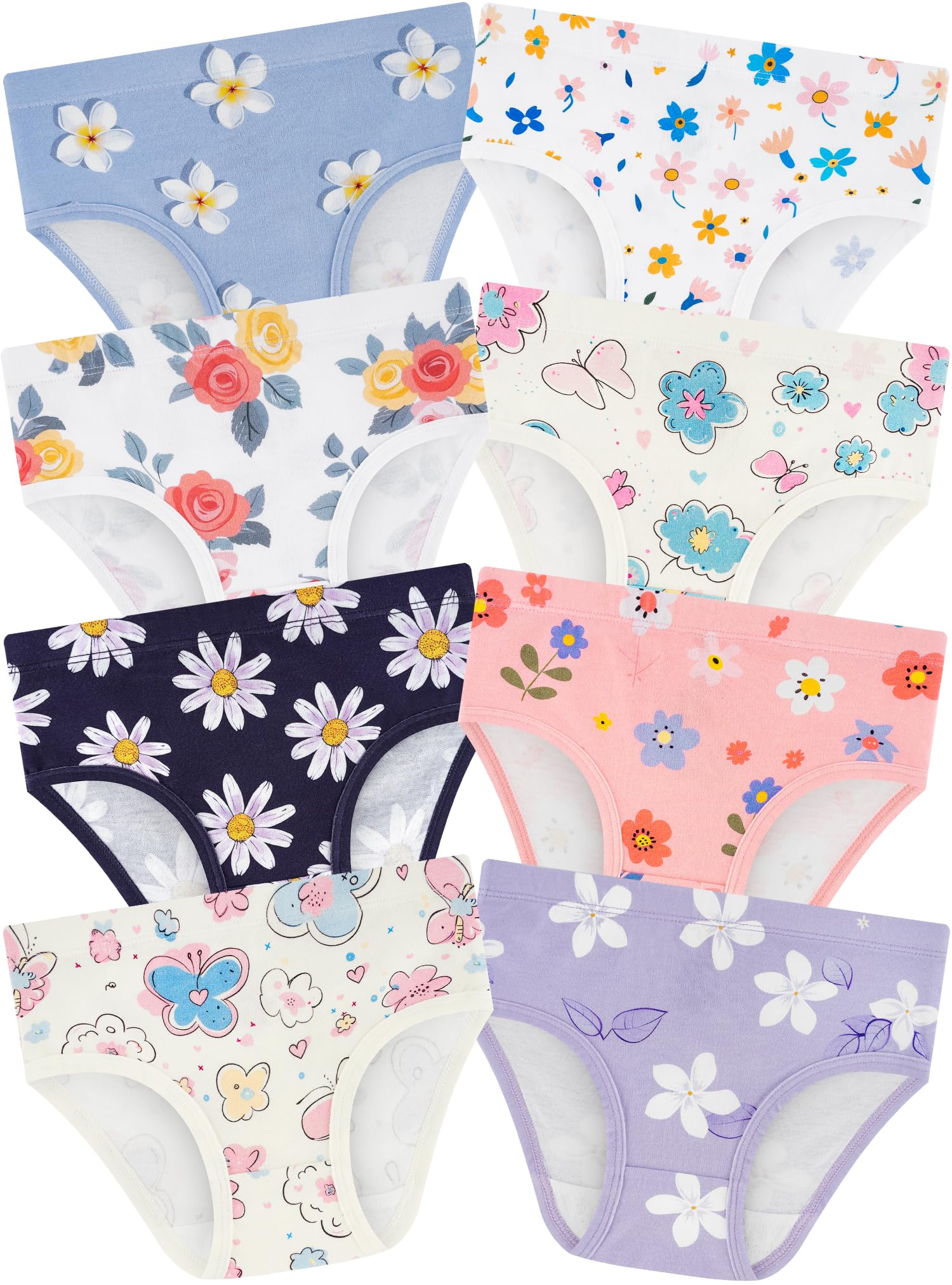 Girls Underwear, Soft Cotton Tagless Breathable Panties, 8-Pack, 18M-12Y | Combe
