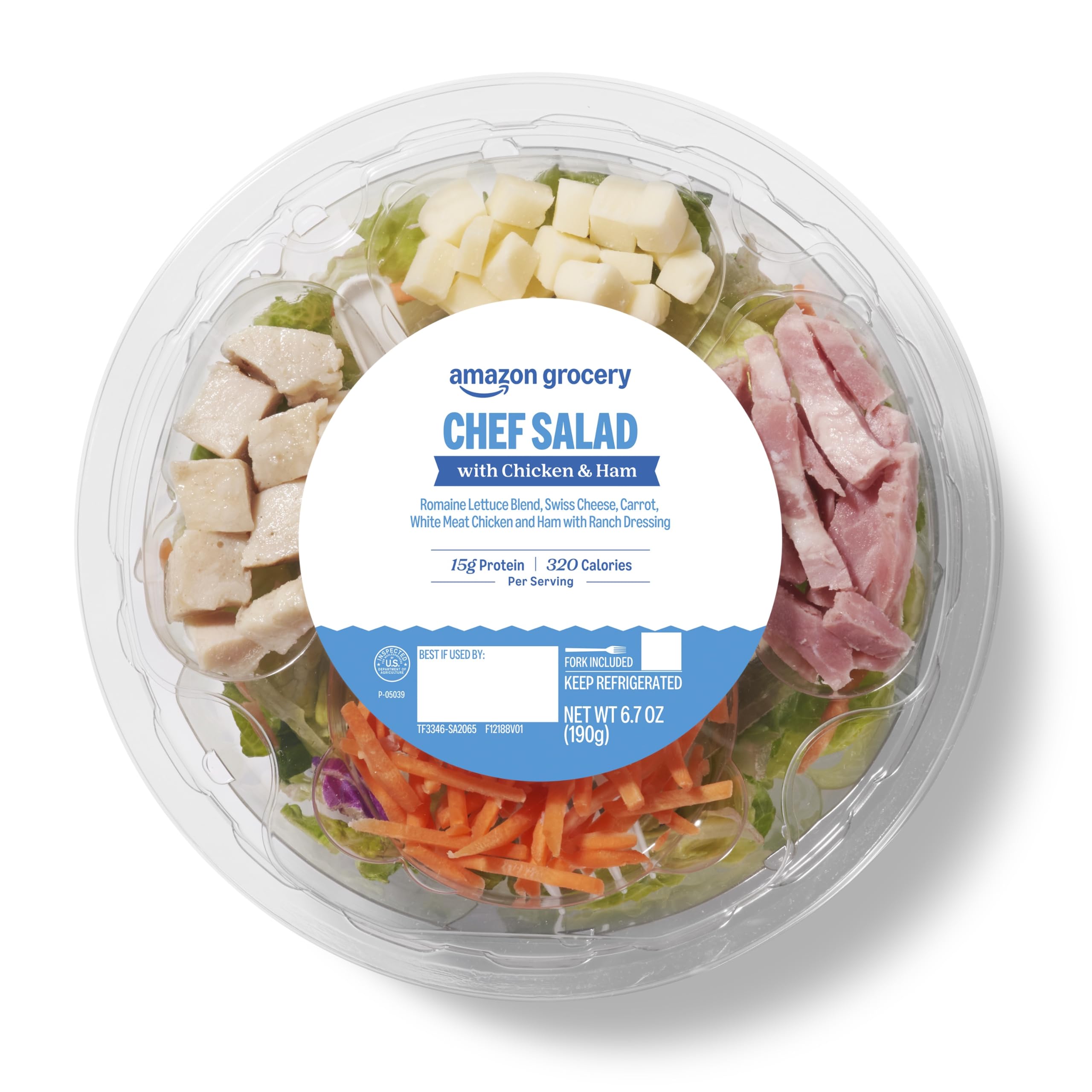 Amazon Grocery, Chef Salad with Chicken & Ham, 6.7 Oz (Previously Amazon Fresh B