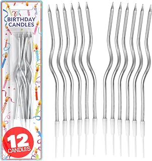 12 Count Silver Spiral Metallic Birthday Candles, Cake Candles, Birthday Parties, Wedding Party, Spiral Candles, Gold Birthday Candles