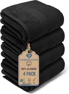 LEBENGOOD Large Bath Towels 90 x 170 cm Pack of 4 Cotton Shower Spa Hotel Gym