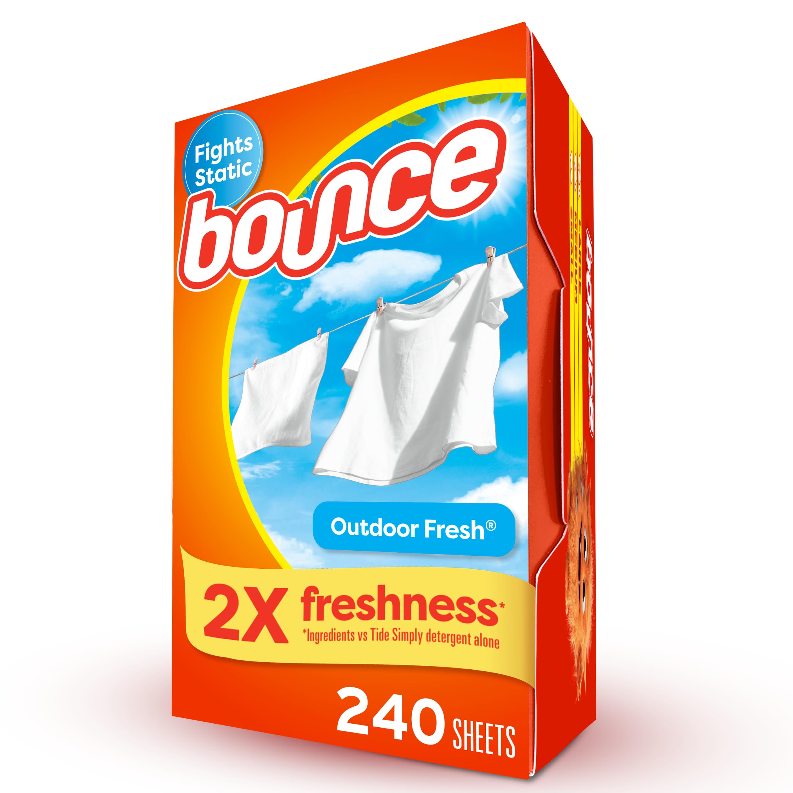 Bounce Fabric Softener Sheets, Outdoor Fresh Scent, 240 Count
