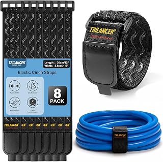 Trilancer Elastic Cinch Straps with Anti-Slip Strips 30cm x 3.8cm (8 Pack)