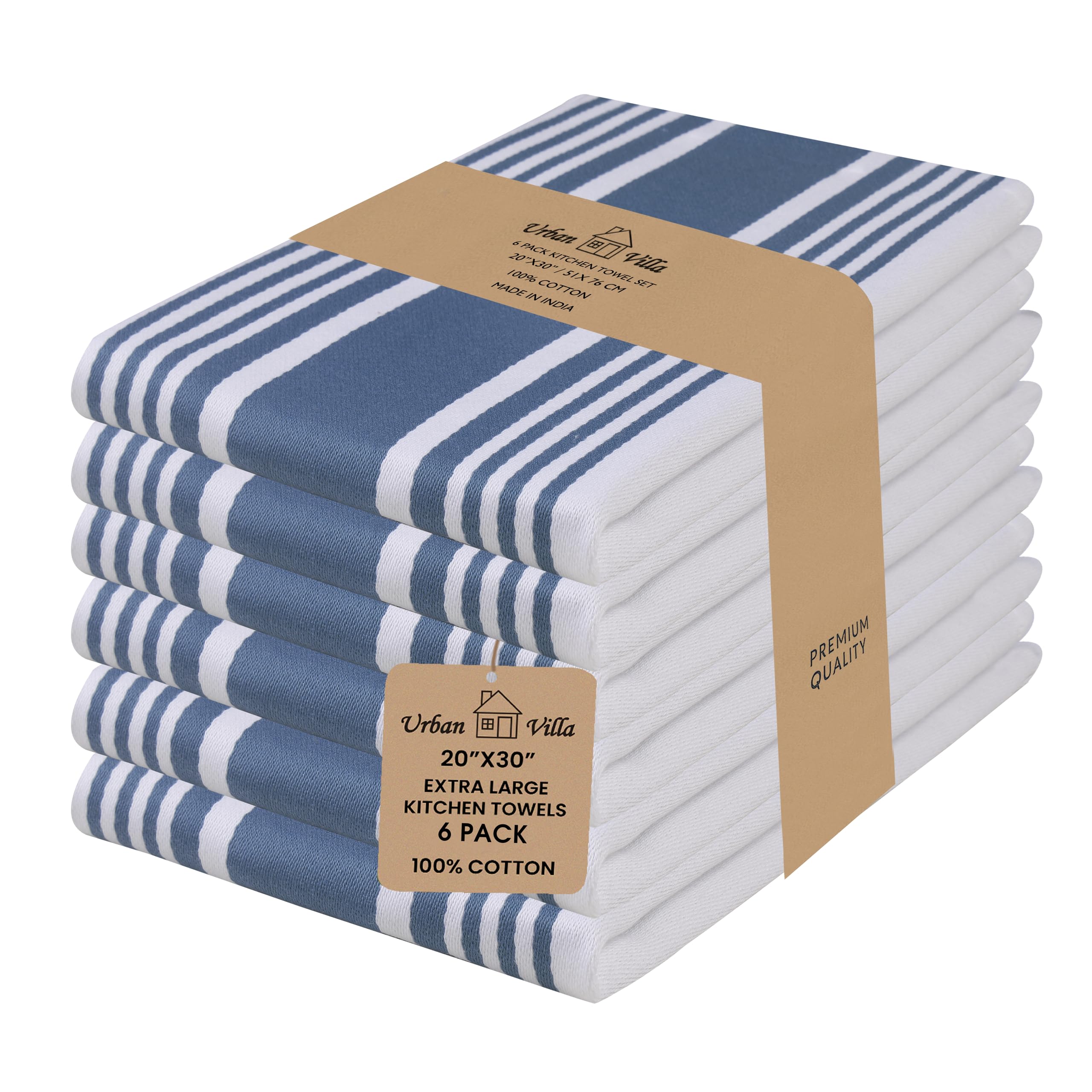 Urban Villa Kitchen Towels 100% Cotton Dish Towels for Kitchen (Set of 6) 20”x30