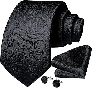 Extra Long Tie for Men Big and Tall necktie and Pocket Suqare Cufflinks Set Wedding Party