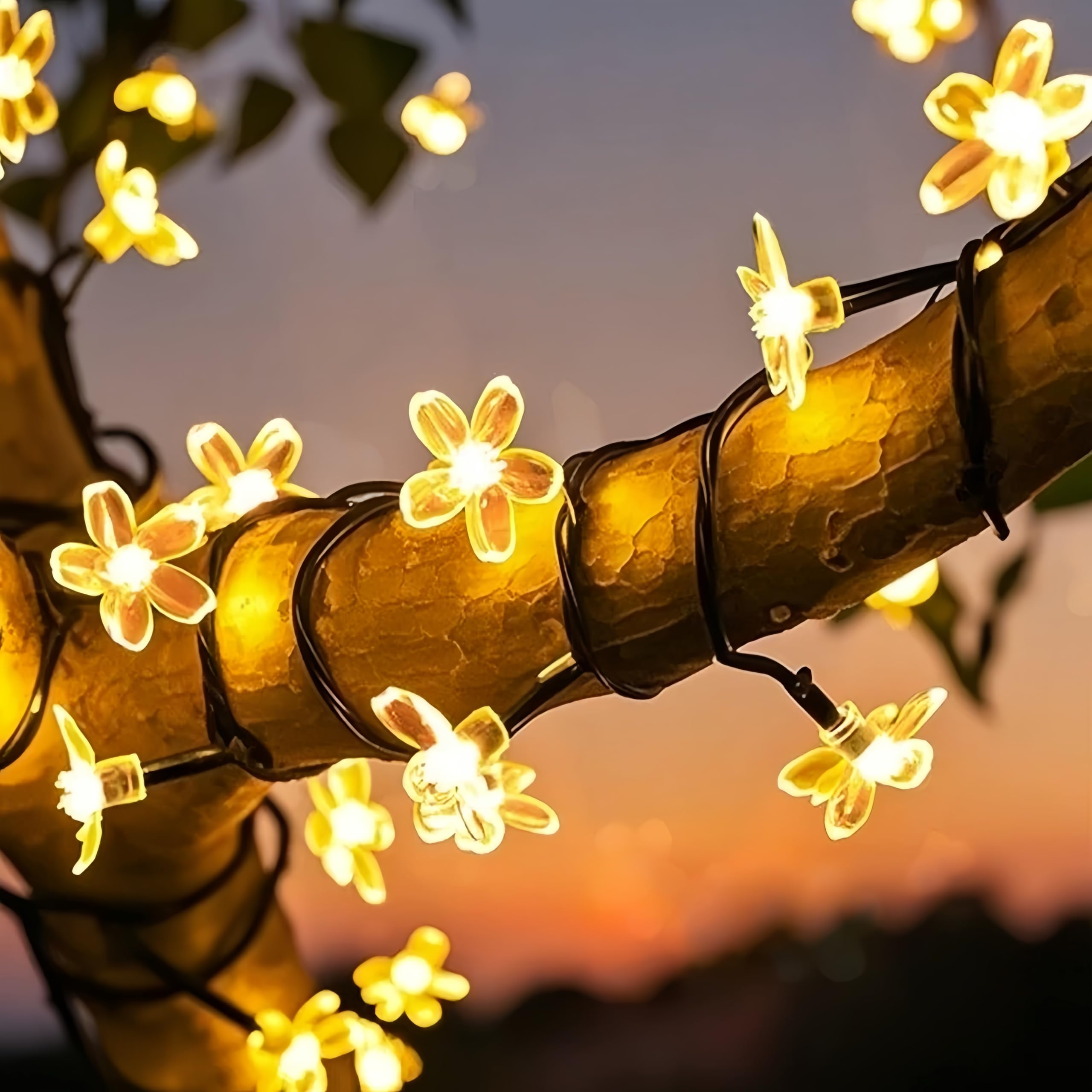 HHMTAKA Solar Fairy Lights Outdoor Waterproof 50LED Flower Solar Garden Lights 8