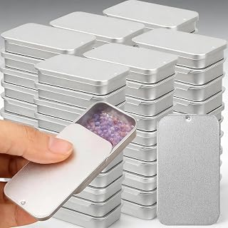 5 Pcs Mini Metal Boxes with Sliding Lid, Rectangular Hinged Storage Boxes for Jewelry Crafts Candy Gift Cards Small Metal Boxes (6 x 3.2 x 1 cm)