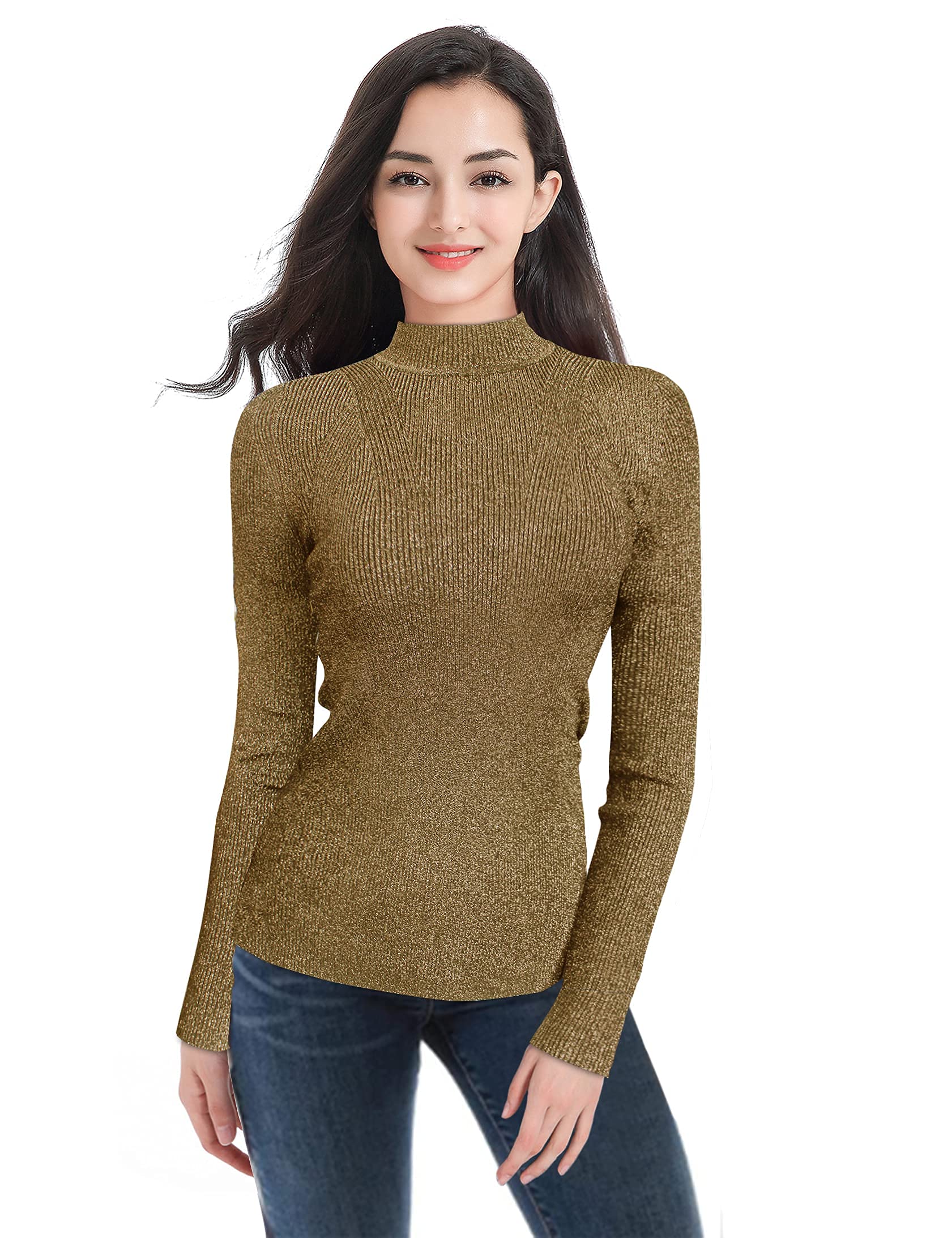 V28 Women's Sleeveless Ribbed High Neck Turtleneck Stretch Knit Sweater