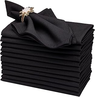 Gala Houseware Black Cloth Napkins 18x18 inch – Set of 12 Premium Spun Polyester Dinner Napkins – Soft, Wrinkle-Resistant, Reusable – Perfect for Weddings, Parties, Restaurants & Table Settings