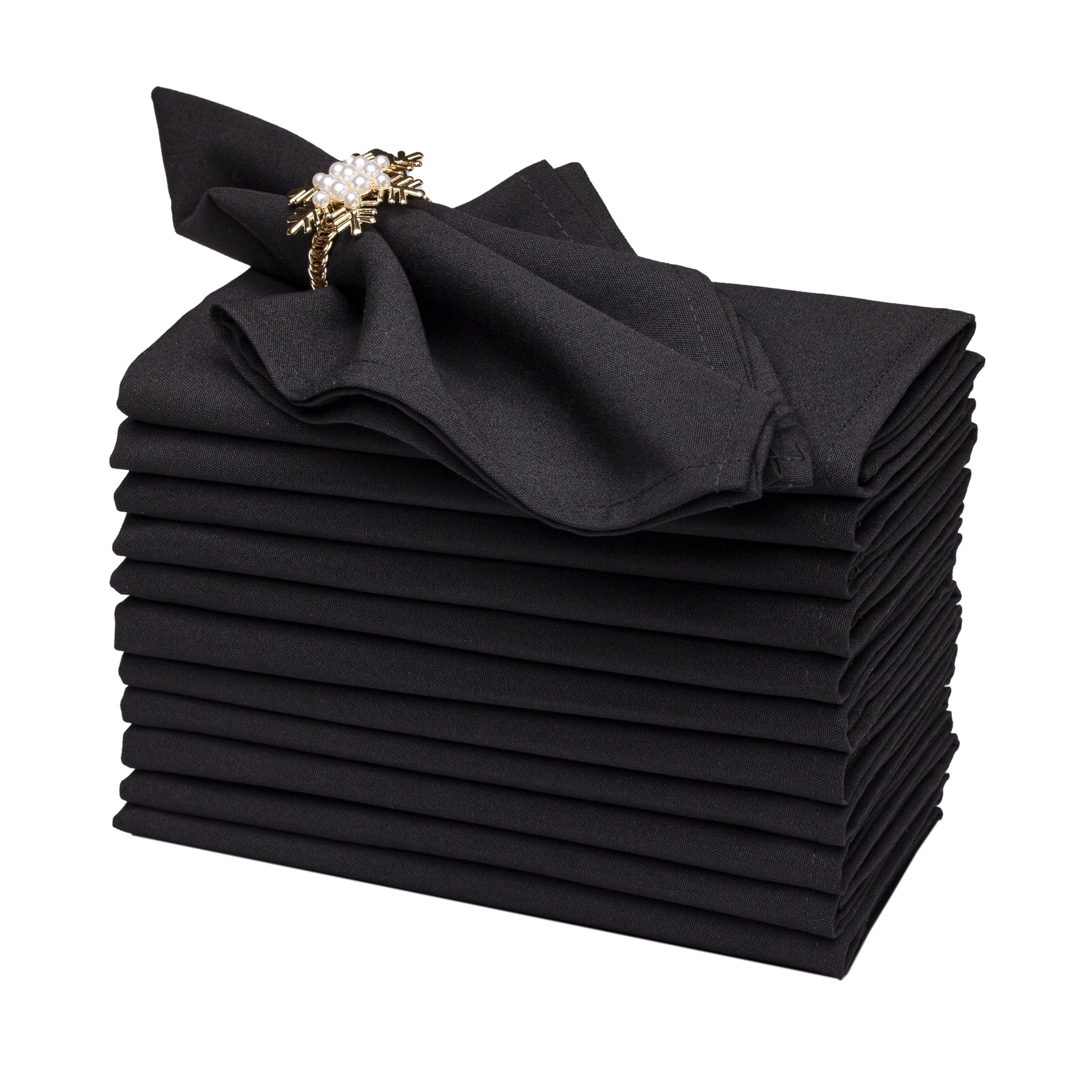 Gala Houseware Black Cloth Napkins 18x18 inch – Set of 12 Premium Spun Polyester