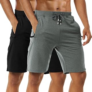 Boyzn Men's 1 or 2 Pack Athletic Shorts Comfortable Cotton Workout Shorts Elastic Waist Running Shorts with Zipper Pockets