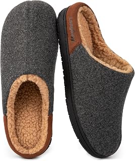 LongBay Men's Memory Foam Slippers Indoor Outdoor Slip On Warm House Shoes