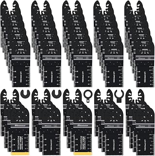 Bionso 55PCS Oscillating Saw Blades, Professional Universal Titanium Multitool Blades for Wood Plastics Metal, Quick Release Multi Tool Kits Fit Dewalt Ryobi Milwaukee Rockwell Fein Makita