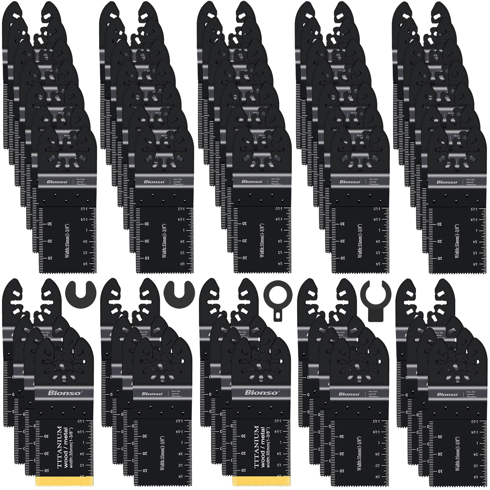 Bionso 55PCS Oscillating Saw Blades, Professional Universal Titanium Multitool B