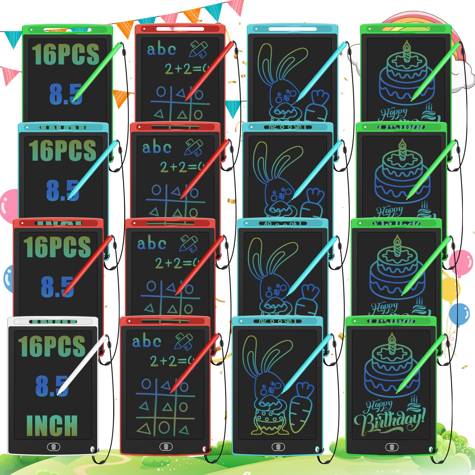 LCD Writing Tablet for Kids Bulk 8.5" Reusable Doodle Board Educational Drawing 