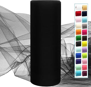 IONTACH Black Tulle Fabric 54 Inch X 40 Yards Tulle Roll | Sheer Tulle Fabric Bolt for Wedding Arch Draping, Backdrops, Table Skirts, Tutus, Ceiling Decor & Crafts
