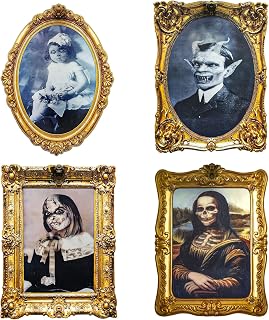 ECGER Halloween Decorations Indoor, Haunted Scary Changing Face Pictures | Halloween Decor, Vintage Moving Wall Portraits Frame, For Horror Spooky Party Mansion Castle House Home Decoration