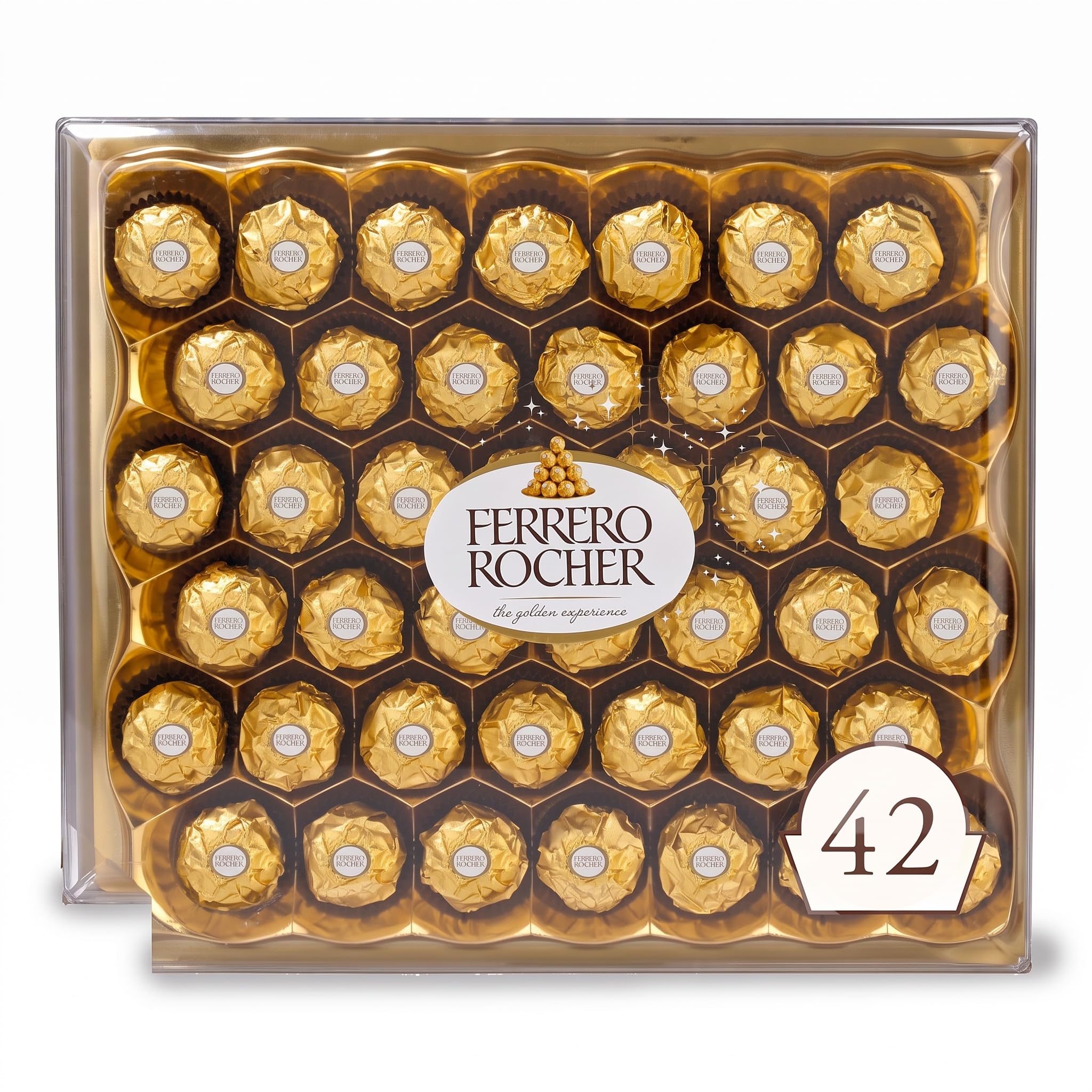 Ferrero Rocher Gourmet Hazelnut Milk Chocolate Gift Box, 42 Individually Wrapped