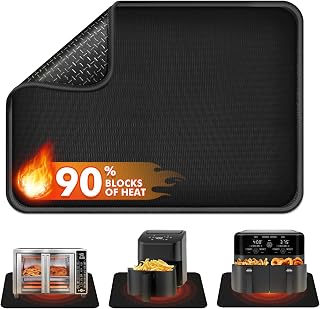 Non-slip Air Fryer Mats for Countertop, 2mm Thick, 14x12 in, Black