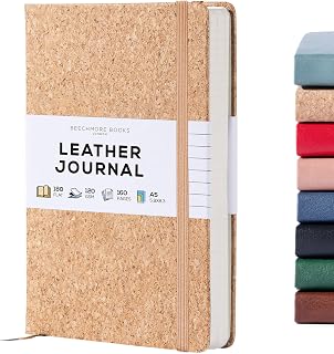 Beechmore Books Lined Journal Notebook, 5.8" x 8.3", A5 160 Lined Pages, Hardcover Leather Journals for Women, Men, Writing and Notebooks for Work - 120 GSM Thick Paper, Gifts Box Included