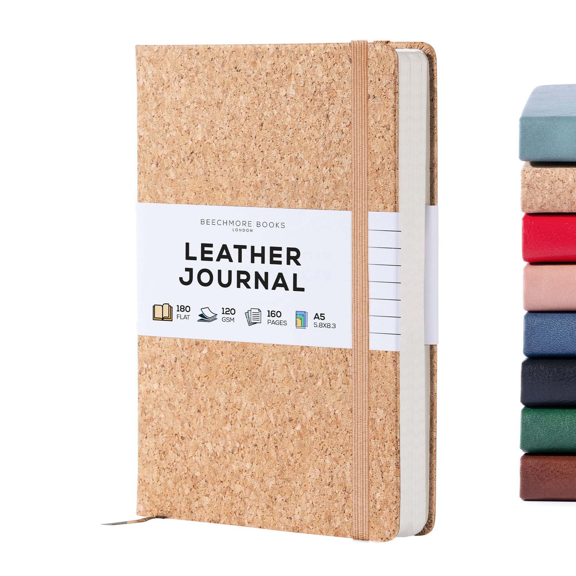 Beechmore Books Lined Journal Notebook, 5.8" x 8.3", A5 160 Lined Pages, Hardcov