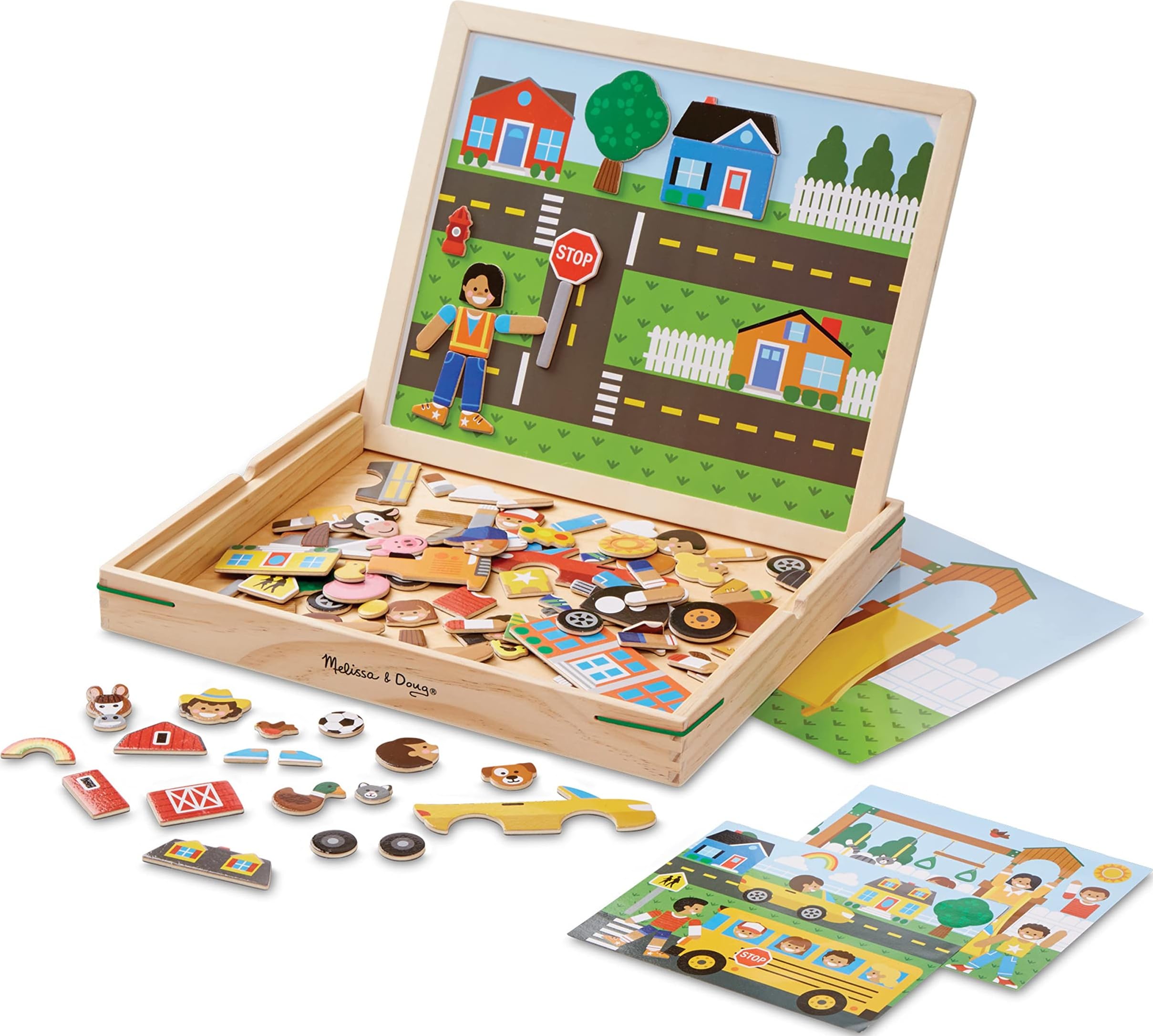 Melissa & Doug Wooden Magnetic Matching Picture Game with 119 Magnets and Scene 