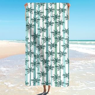 Microfibre Beach Towel Quick Dry 150 x 81 cm Stripe Sand-Free Lightweight Oversized Beach Towel for Swimming Pool, Vacation, Travel, Outdoor Activities