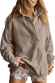 Gacaky Sweatshirt for Women Oversized Henley Neck Pullover Top Fall Outfits