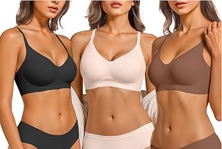 Vertvie Women's Seamless Sports Bra, Wireless, Comfortable, Push-up, Soft, Wireless, Wireless, Sports Bra