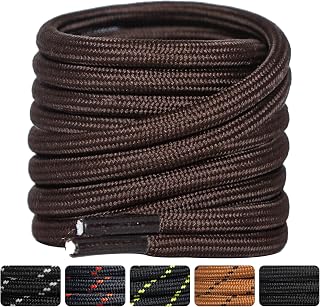 2 Pairs Round Laces for Boots, 4.5 mm Diameter Reinforced and Durable Laces for Boots, Safety Shoes and Hiking Shoes