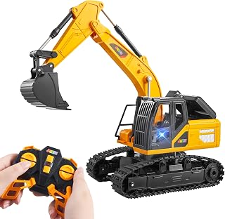 JOYIN Boys Toys for 3-8 Years Old, RC Digger Kids Toys, Construction Toys | RC Excavator Toy with Lights, Ideal Gifts for Boys 3 4 5 6 7 8-12 Years Old, Boys Toys for Chirstmas, 2.4Ghz RC Digger Toys
