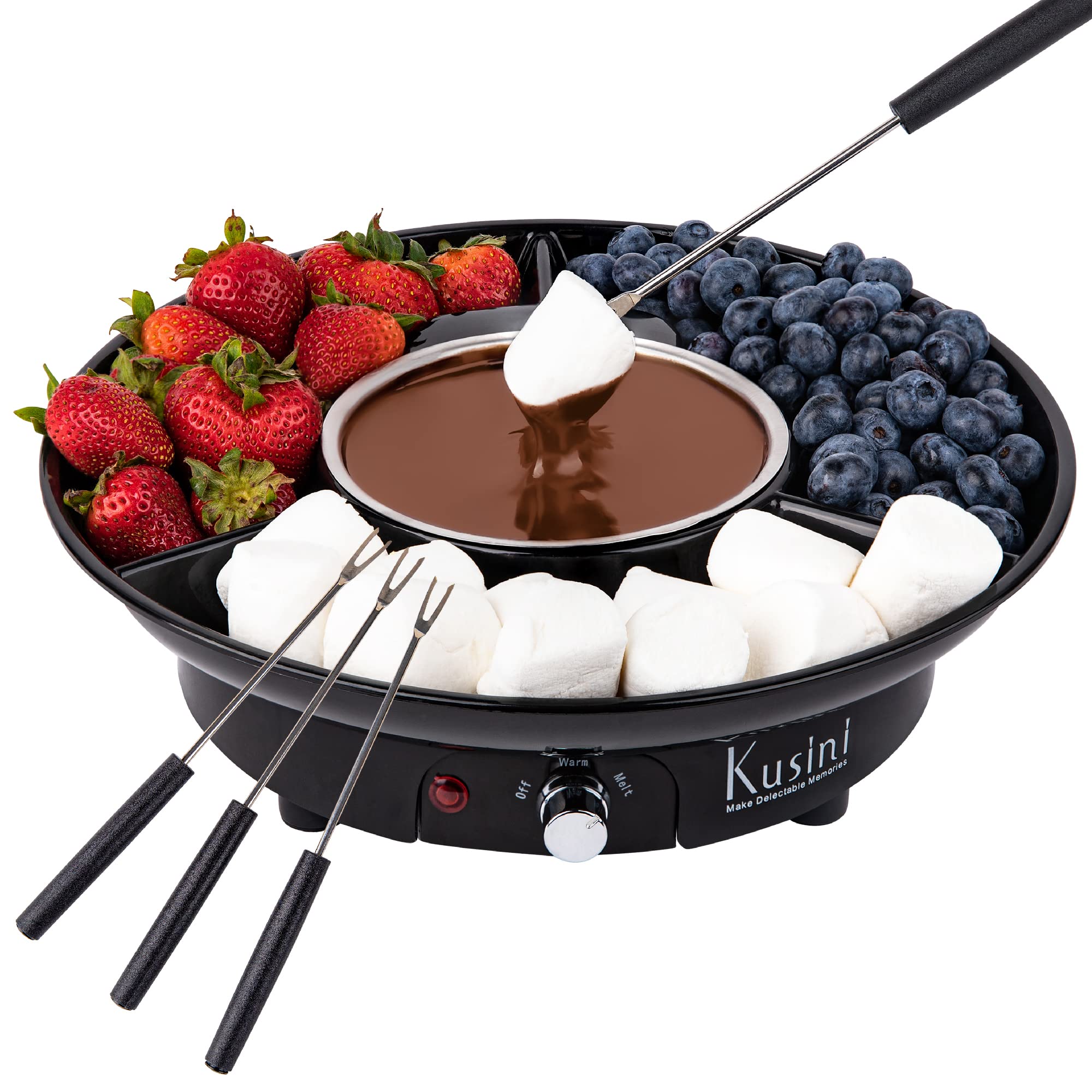 Kusini Electric Fondue Pot Set – Chocolate Fondue Kit - Temperature Control | De