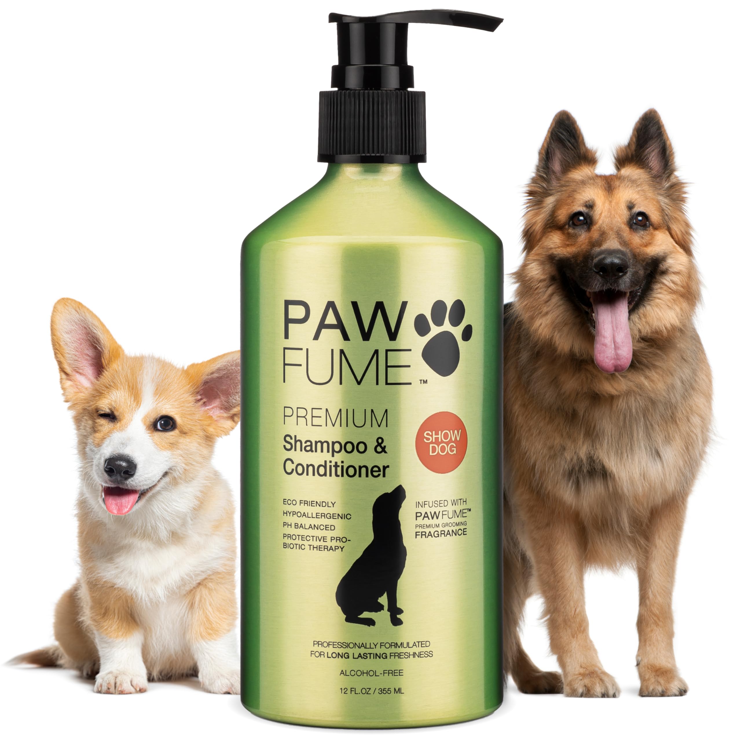 PAWFUME Deshedding Dog Shampoo and Conditioner, Show Dog, 1-Pack | Probiotic pH-