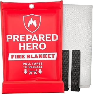 Prepared Hero Emergency Fire Blanket - 1 Pack - Fire Suppression Blanket for Kitchen, 40” x 40” Fire Blanket for Home, Fiberglass Fire Blanket