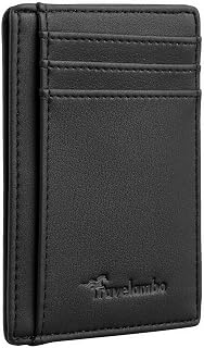 Travelambo Slim Leather Minimalist Front Pocket with RFID Blocking Medium Size