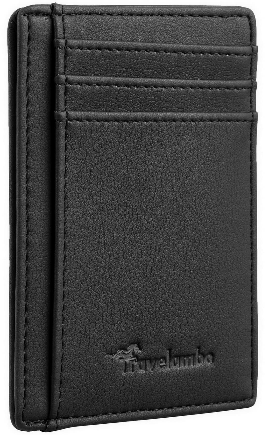 Travelambo Slim Leather Minimalist Front Pocket with RFID Blocking Medium Size