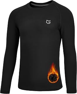 G Gradual Youth Boys Compression Thermal Shirt Long Sleeve | Fleece Lined, Soft, Warm Undershirt for Boy Football, Baseball, Soccer, Basketball Winter Base Layer