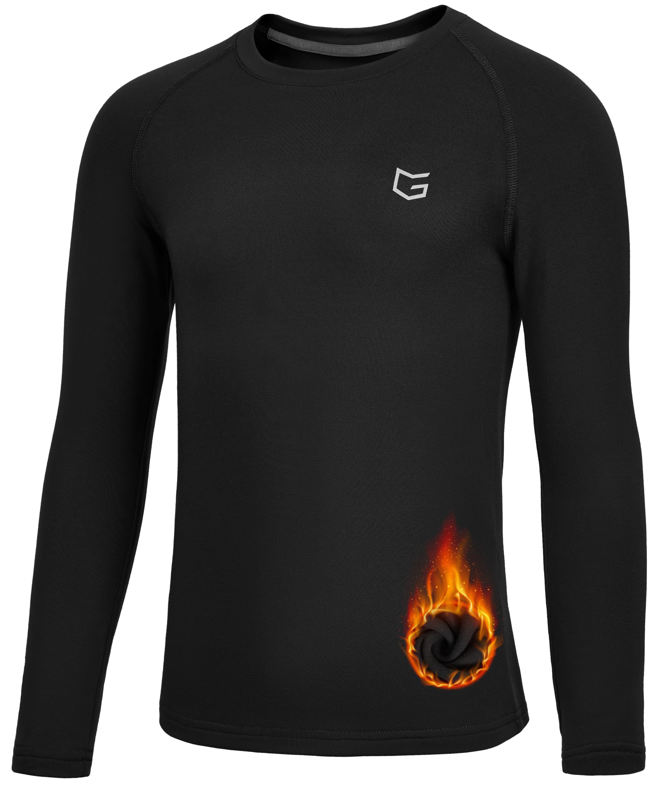 G Gradual Youth Boys Compression Thermal Shirt Long Sleeve | Fleece Lined, Soft,