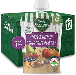 Baby Gourmet Organic Baby Food Puree Wildberries Squash Kale & Quinoa, 128ml (12 Pouches)