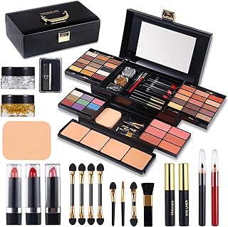 Professional Makeup Kit for Women Full Kit with Mirror 58 Colors All in One Make up Gift Set for Girls Included Eyeshadow,Compact Powder,Blusher,Lipstick,Eyebrow Pencil,Gitter Gel,Eyeliner,Mascara (N)