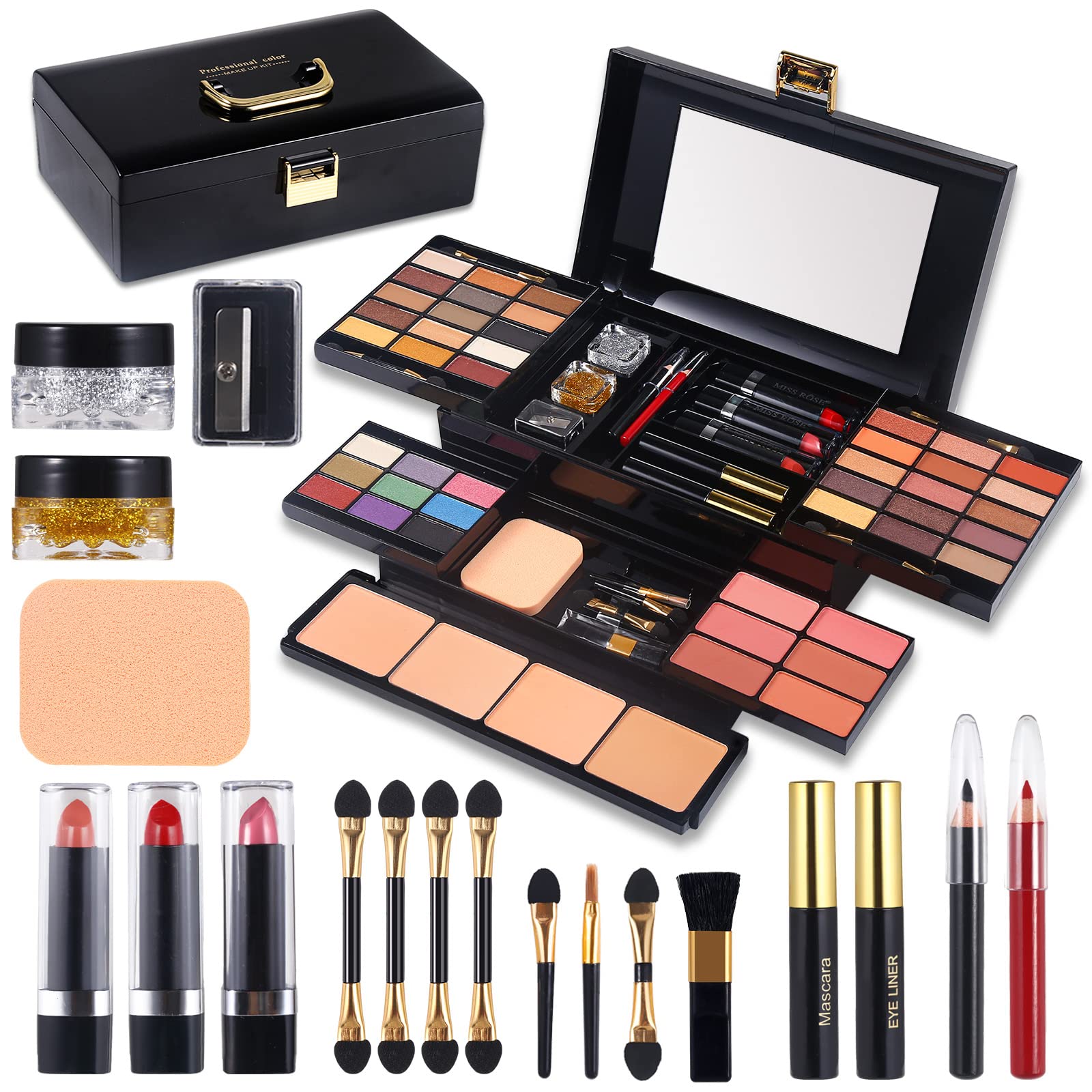 Professional Makeup Kit for Women Full Kit with Mirror 58 Colors All in One Make