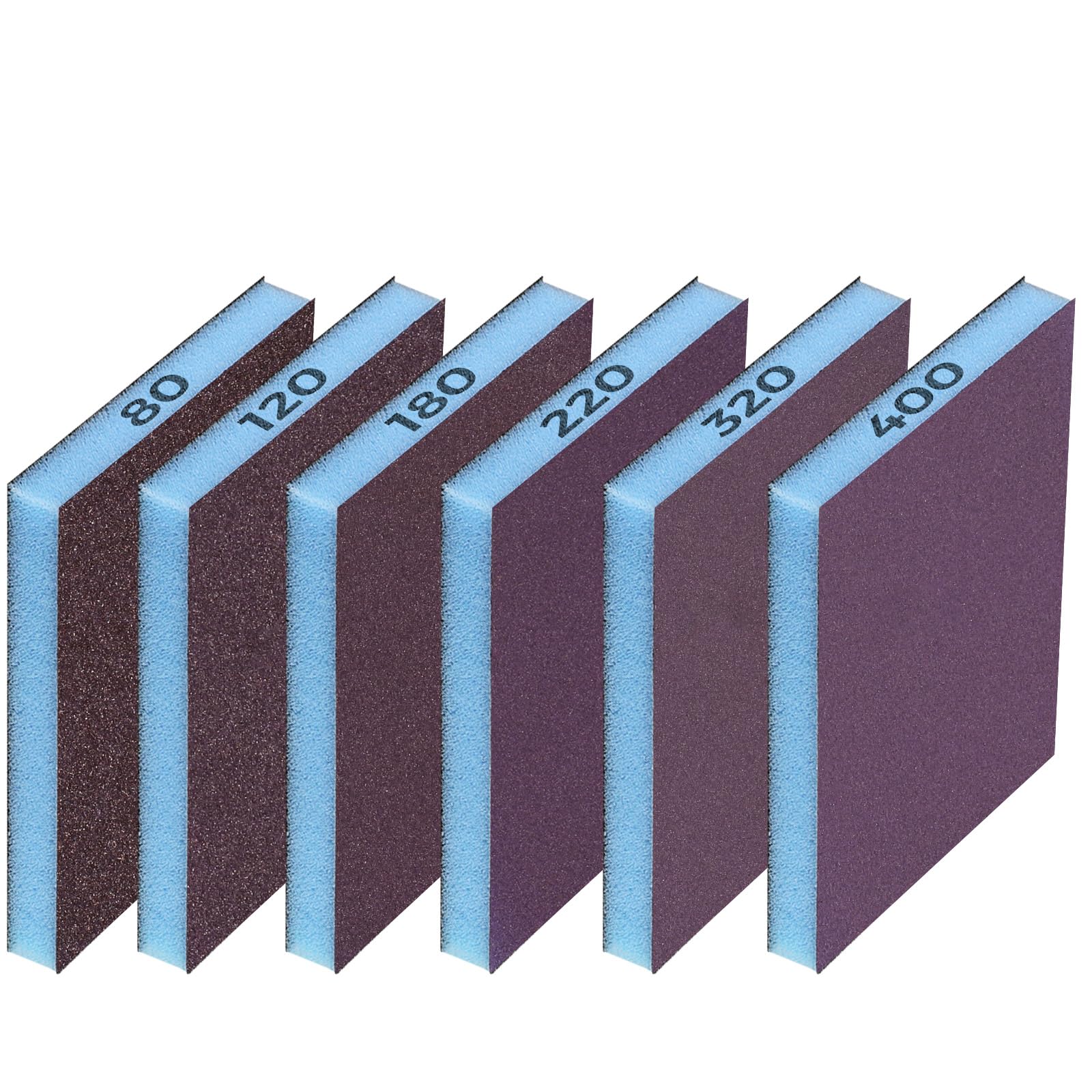 STEBRUAM 6Pcs Sanding Sponges 80-400 Grit Sander Block Wet Dry