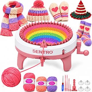 SENTRO Knitting Machine,40 Needle Circular Knitting Loom Machine for Adults | Dual Modes Tube &amp; Panel Crochet Machine for Beginners,Automatic Hand Crank Knitting Machine Kit for Kids Hat,Sock,Scarf,Glove