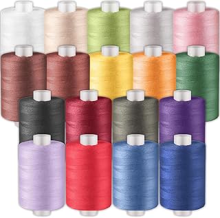 18 Pack Serger Thread Cones, 1000 Yards Each Spool Overlock Thread, PolyesterThread 40s/2 for Serger&amp;Overlock, Quilting, Piecing, Sewing Machine