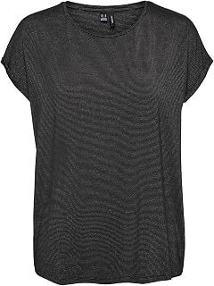 VERO MODA Vmlava Women's Glitter SS Top Stripe Ga Jrs Noos