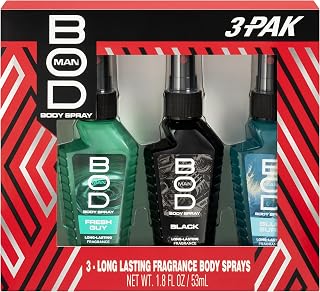 BOD man Body Spray Gift Set, Black, Fresh Guy, Blue Surf, 3 Piece