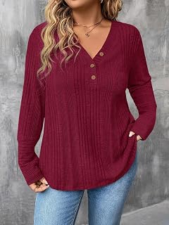 Plus Size Pullover for Women Long Sleeve Shirts Women Tops Autumn Outfits V Neck Sweatshirt Casual Trendy Spring Wear