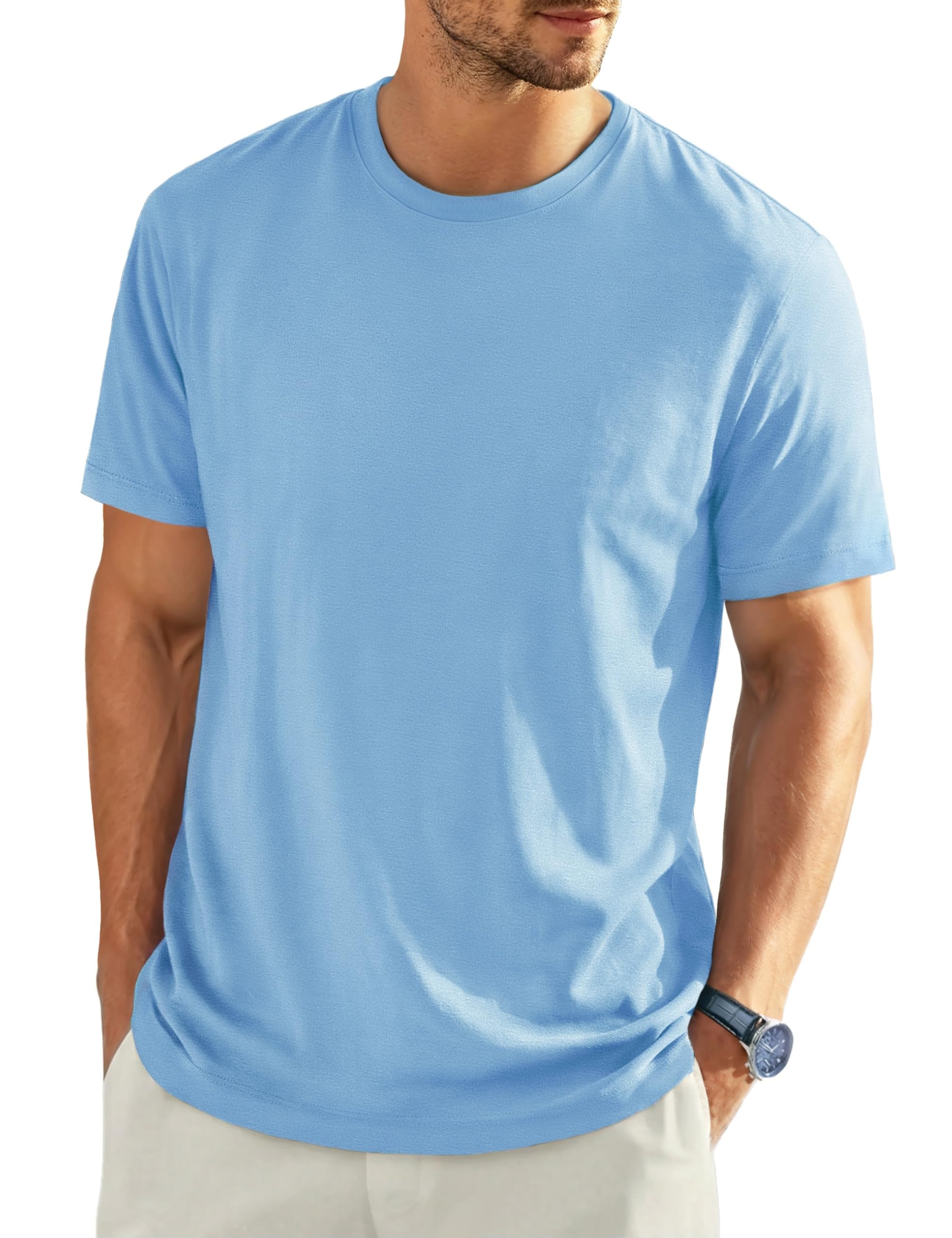 EKLENTSON Men's Short Sleeve Cotton T Shirt Crew Neck Basic Tee