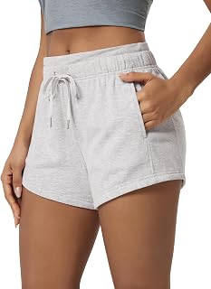 ODODOS Women's Sweat Shorts with Pockets Cotton French Terry Drawstring Summer Workout Casual Lounge Shorts