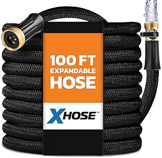 XHOSE PRO Expandable Garden Hose 100ft Water Hose with Brass Fittings, Flexible, Expanding and Retractable, Lightweight 100 Ft Hose, Tuyau Arrosage - 2026 Model