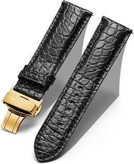 BINLUN Leather Watch Strap Straps Crocodile Leather Embossed for Men Women 18mm 19mm 20mm 21mm 22mm Quick Release Folding Buckle Fashion Classic Craft